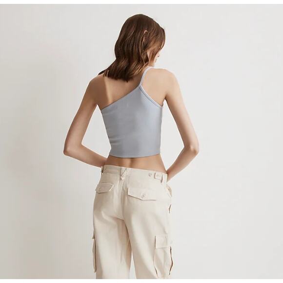MADEWELL Women's One-Shoulder Crop Tank Small Sleekhold Purple NL392 NWT - Picture 3 of 9